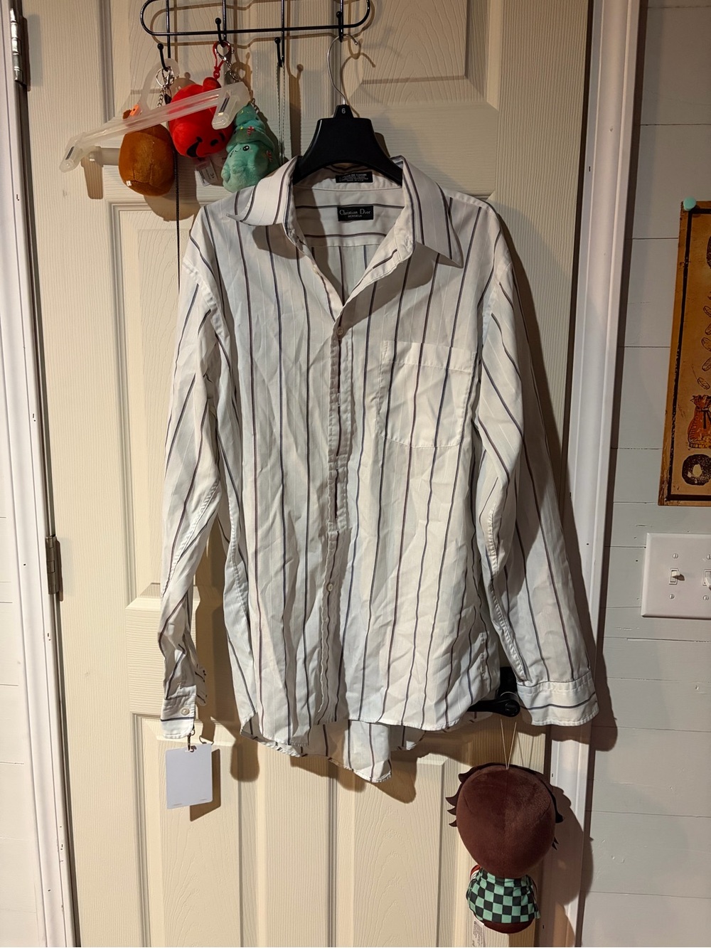 Dior White Shirt with Thin Black Stripes